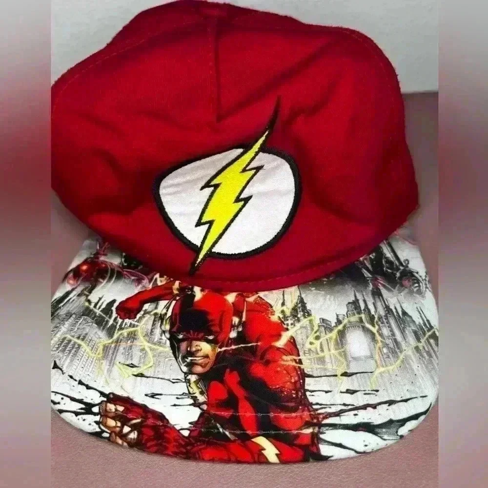 The Flash Youth Size Snap Back Red With A Multi Colored Brim Logo Hat / Cap